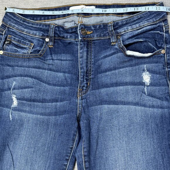 KanCan Womens Blue Distressed Denim Jeans Skinny Leg Mid Rise Size 13/30 - Picture 8 of 13